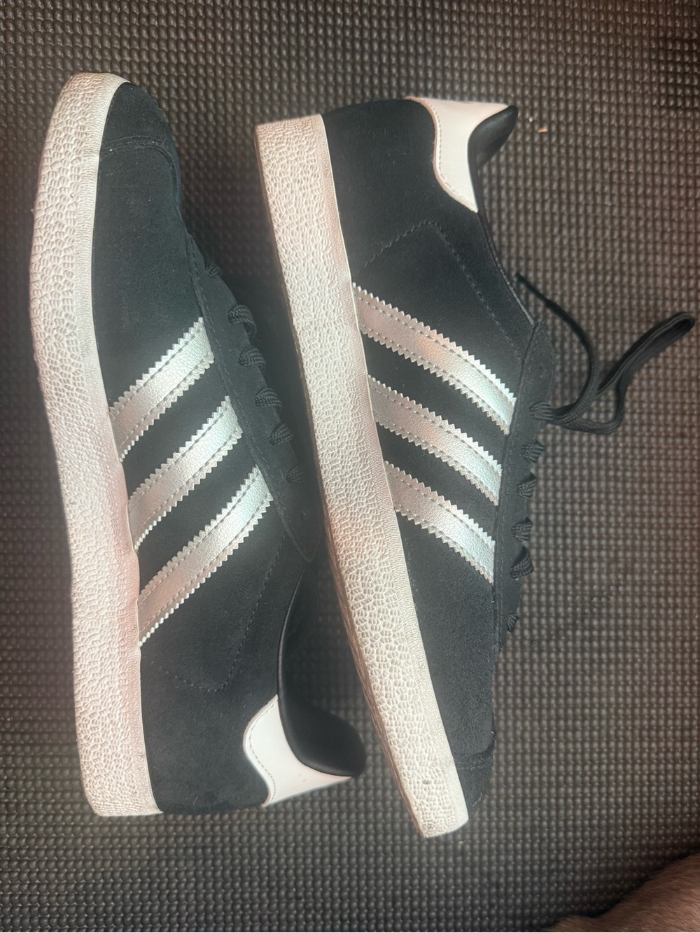 adidas Black Suede Sneakers with Silver Three Stripes